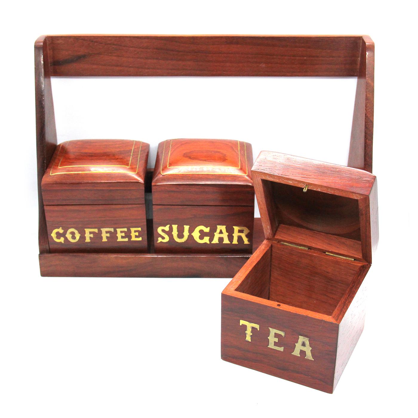 Изображение 3440 Набор из красного дерева: Чай, Кофе, Сахар 