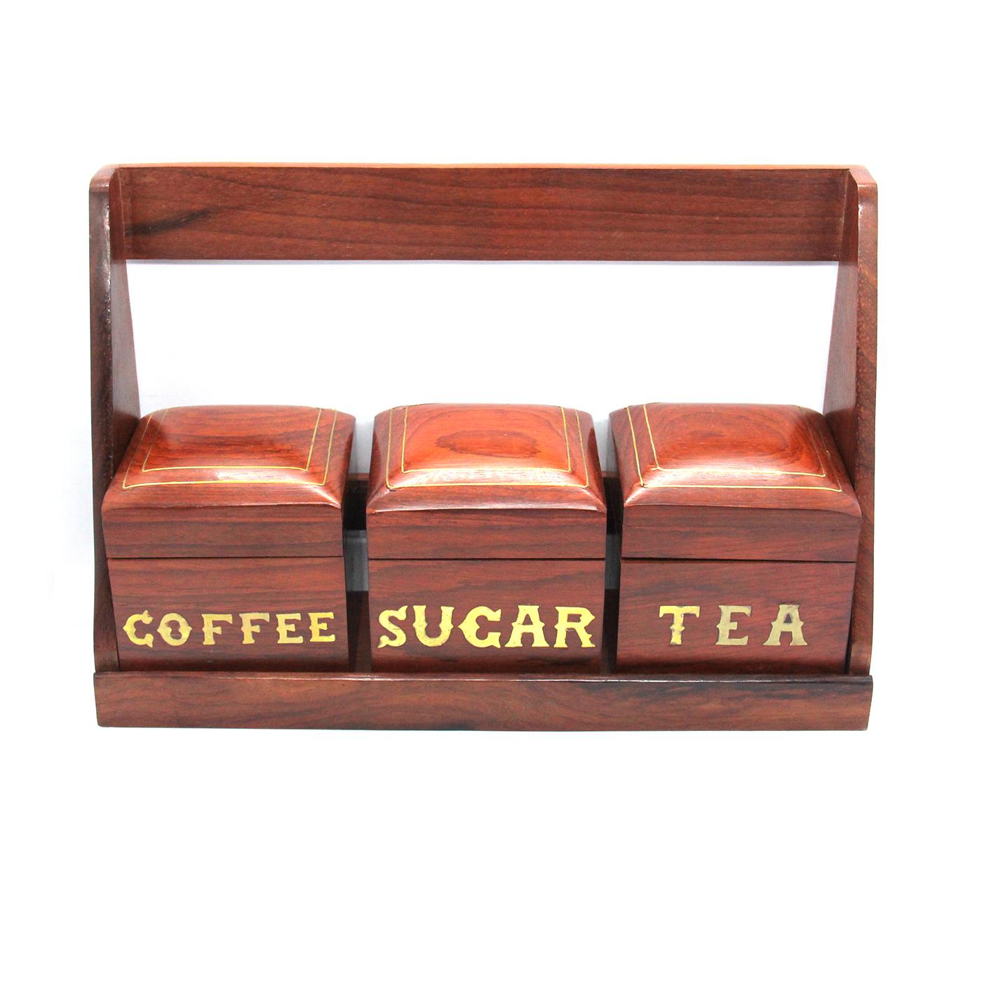 3440 Набор из красного дерева: Чай, Кофе, Сахар 