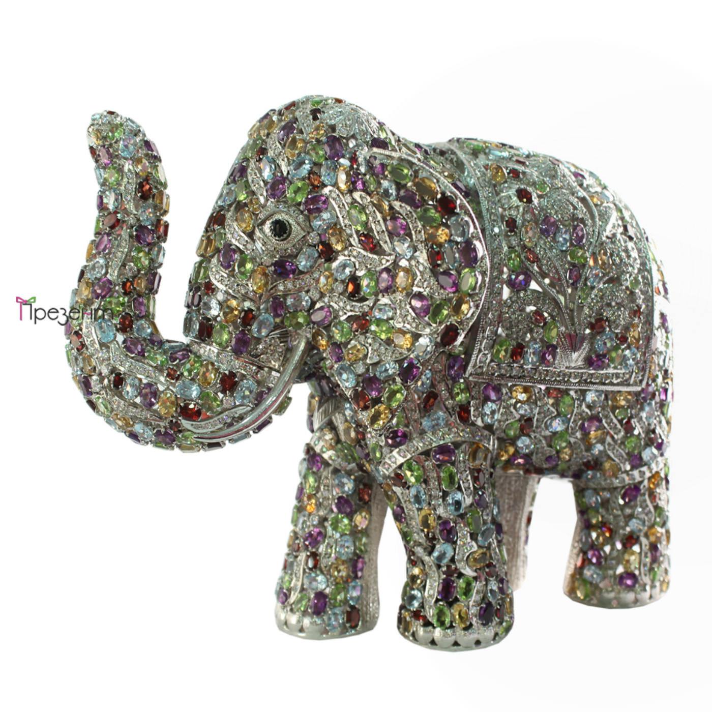 Изображение Слон большой с самоцветами. Вес: 1.070 гр.